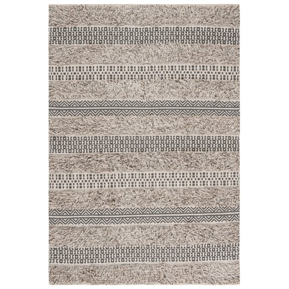 SAFAVIEH Natura Trinity Geometric Cotton Area Rug, Grey/Ivory, 4' x 6'