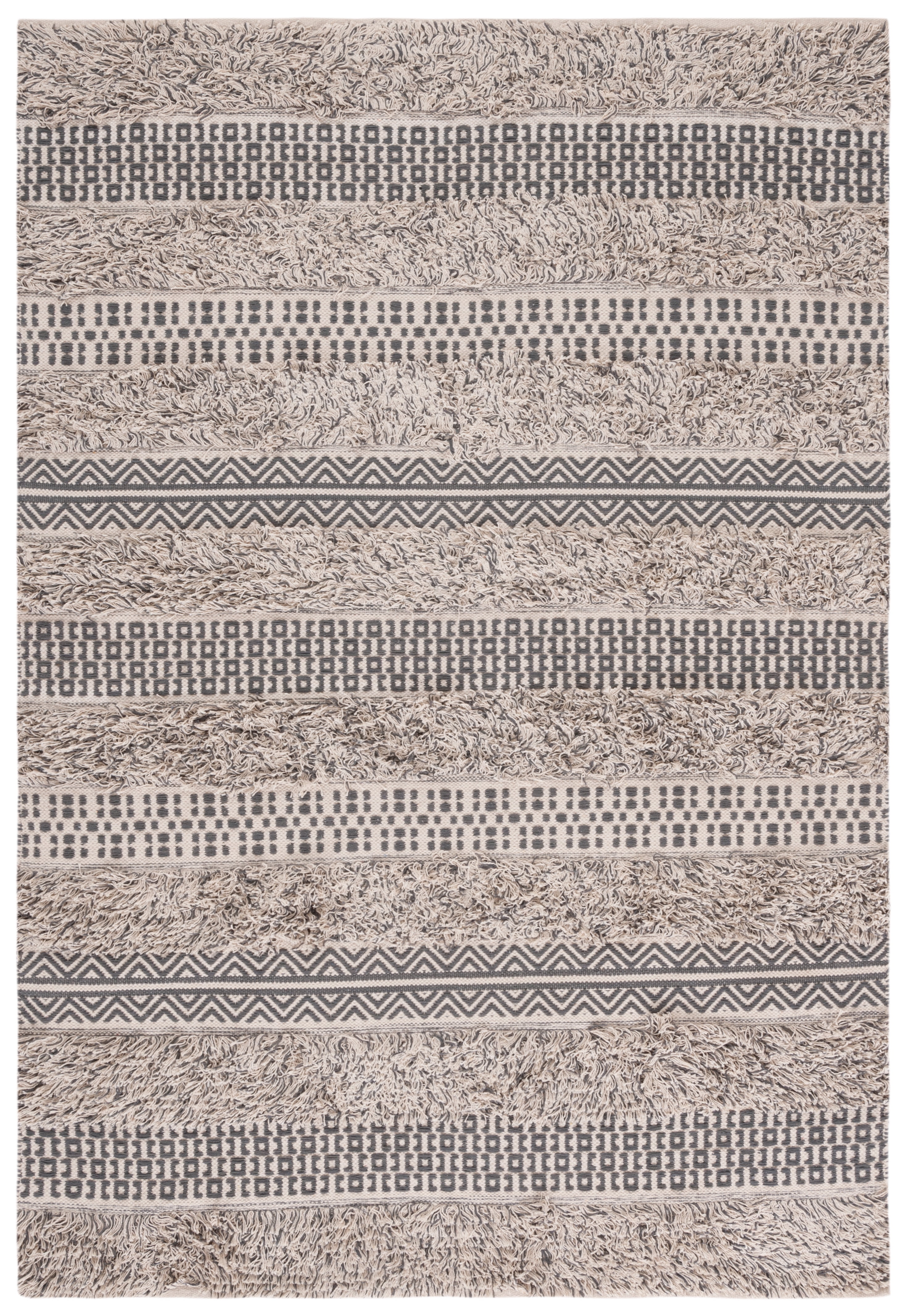 SAFAVIEH Natura Trinity Geometric Cotton Area Rug, Grey/Ivory, 5' x 8'