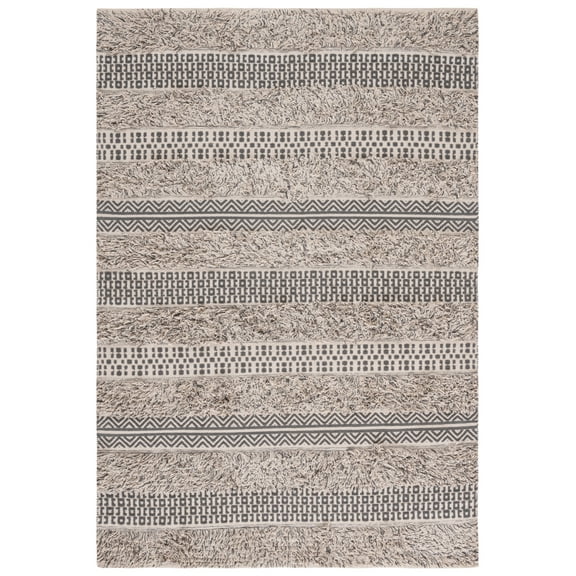 SAFAVIEH Natura Trinity Geometric Cotton Area Rug, Grey/Ivory, 8' x 10'