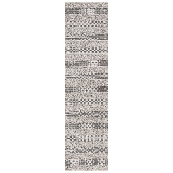 SAFAVIEH Natura Trinity Geometric Cotton Runner Rug, Grey/Ivory, 2'3" x 9'