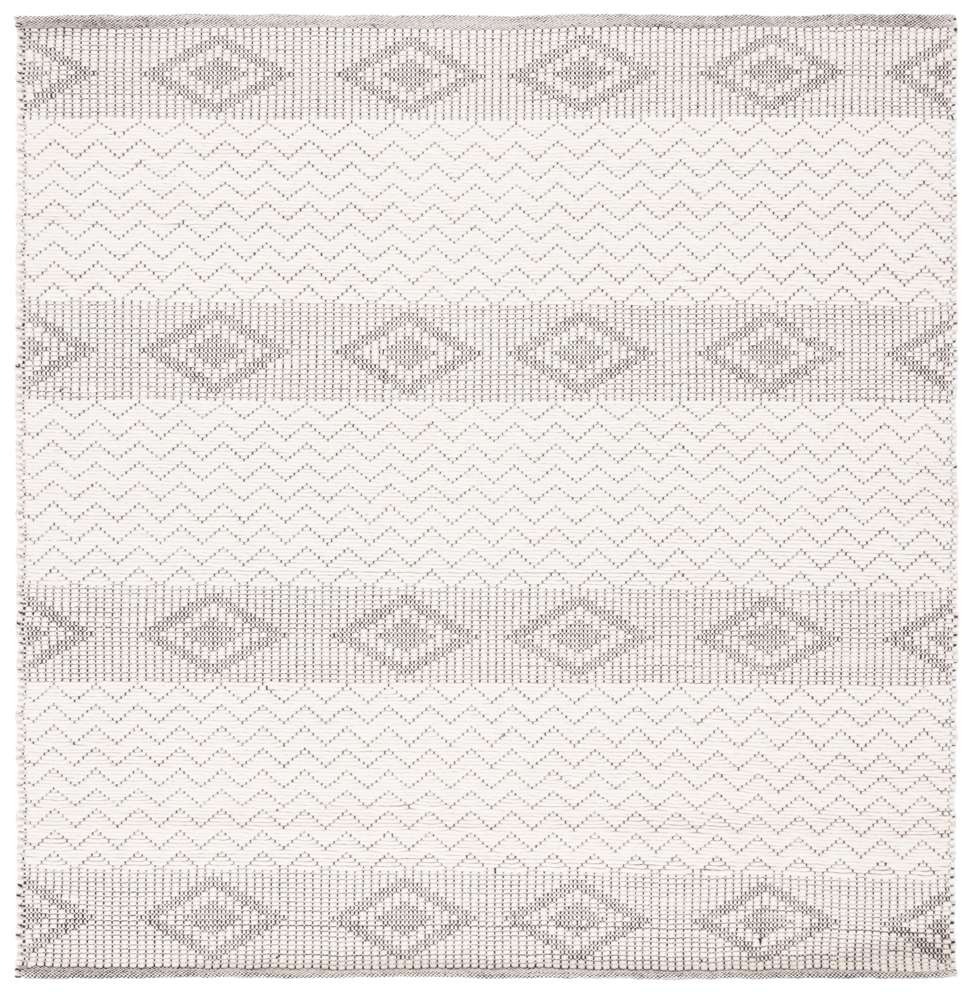 Ivory and Gray Hand-Tufted Wool Square Area Rug