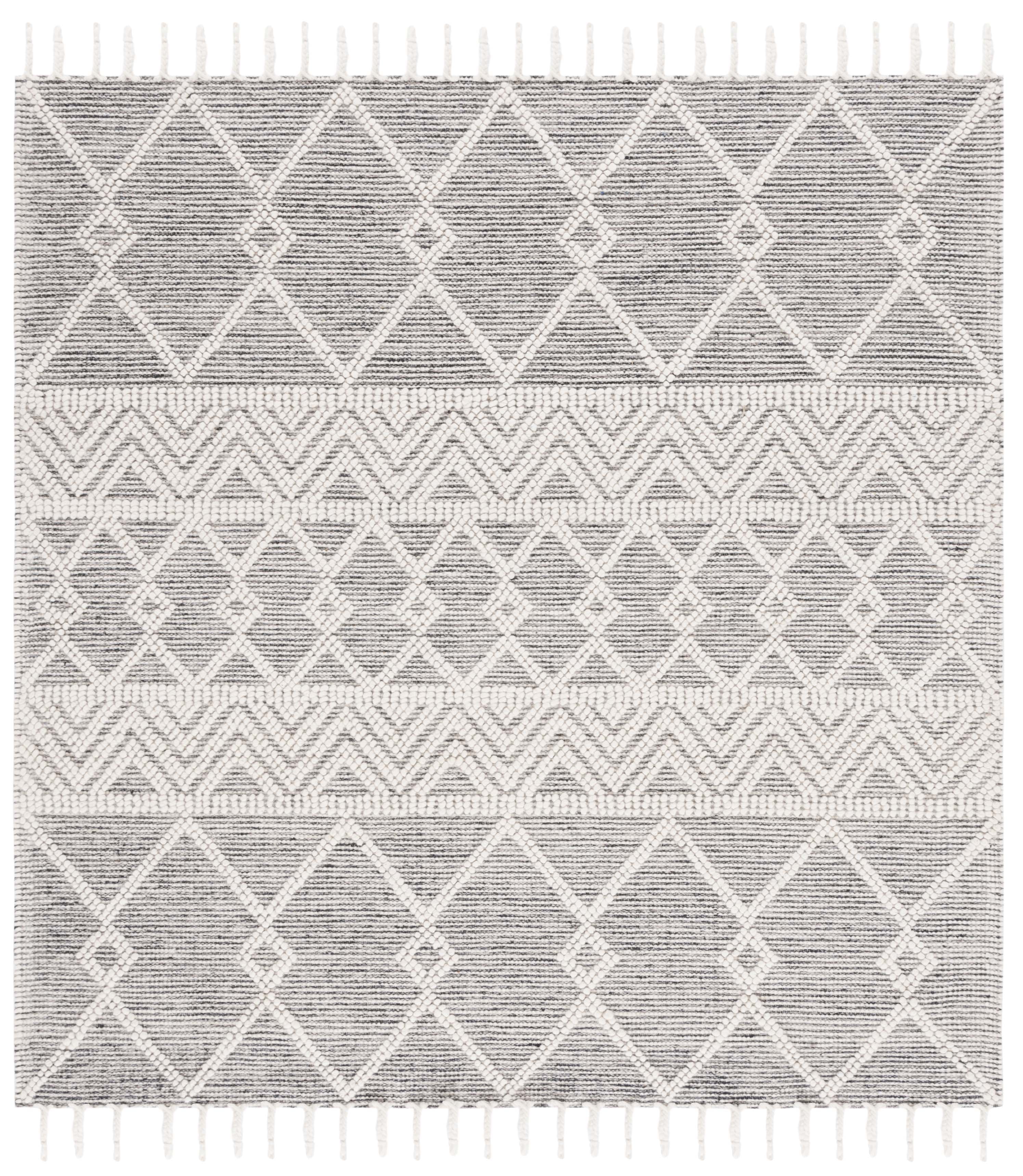 SAFAVIEH Natura Velasco Southwestern Wool Area Rug, Ivory/Black, 6' x 6' Square