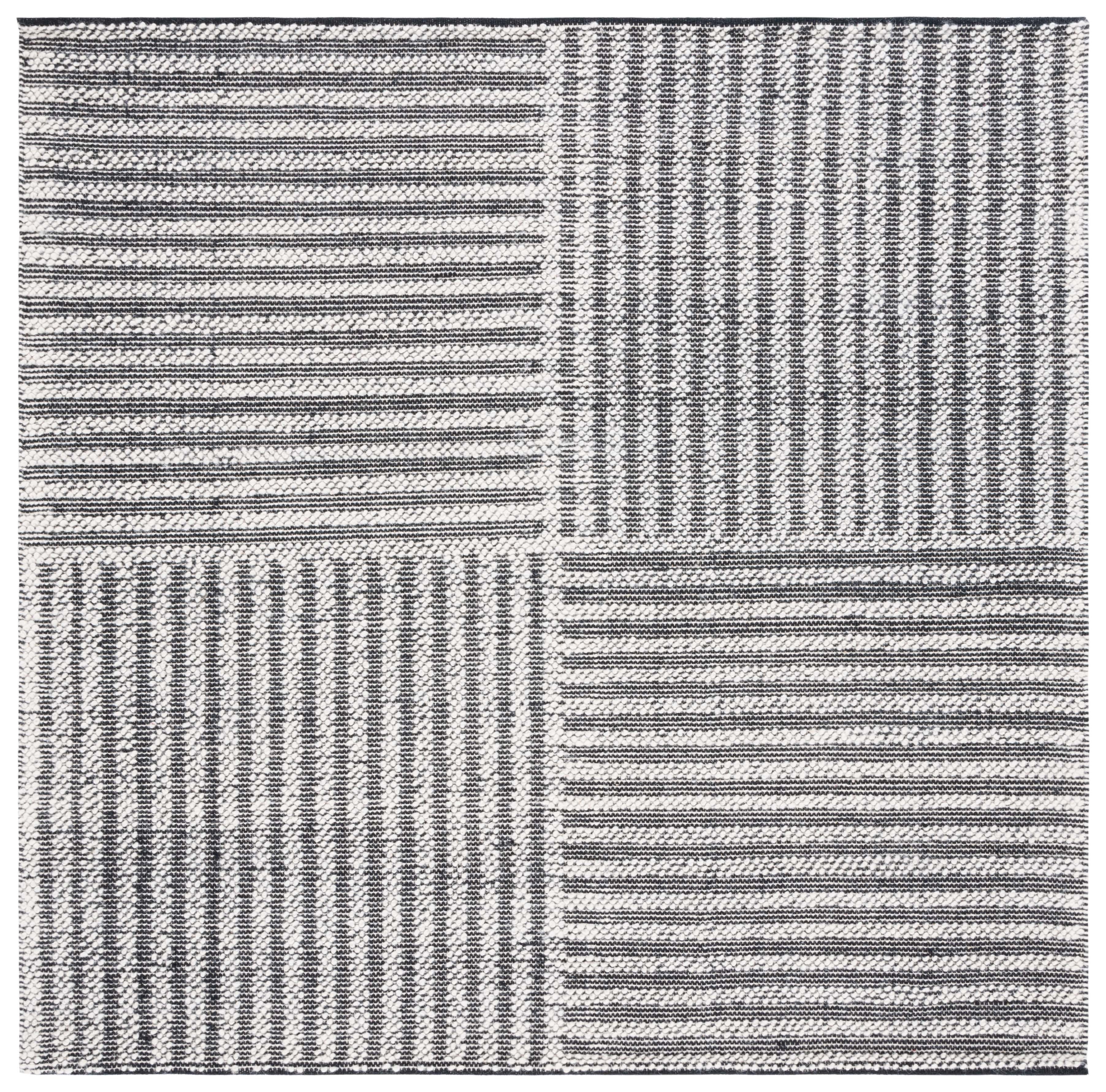 SAFAVIEH Natura Wayra Striped Area Rug, Ivory/Black, 6' x 6' Square