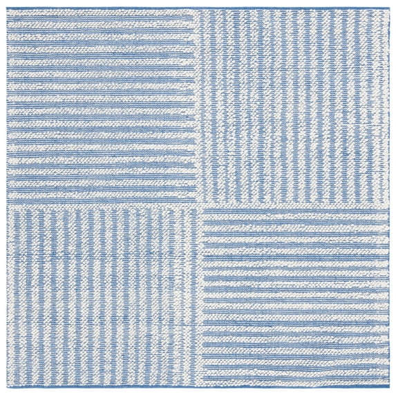 SAFAVIEH Natura Wayra Striped Area Rug, Ivory/Blue, 6' x 6' Square