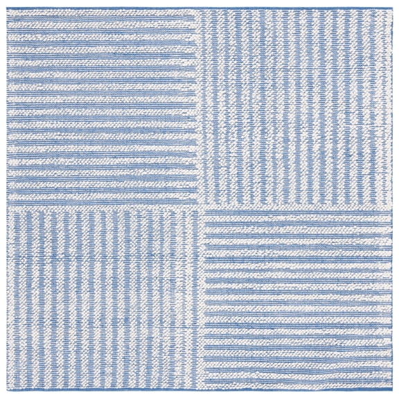 SAFAVIEH Natura Wayra Striped Area Rug, Ivory/Blue, 6' x 6' Square