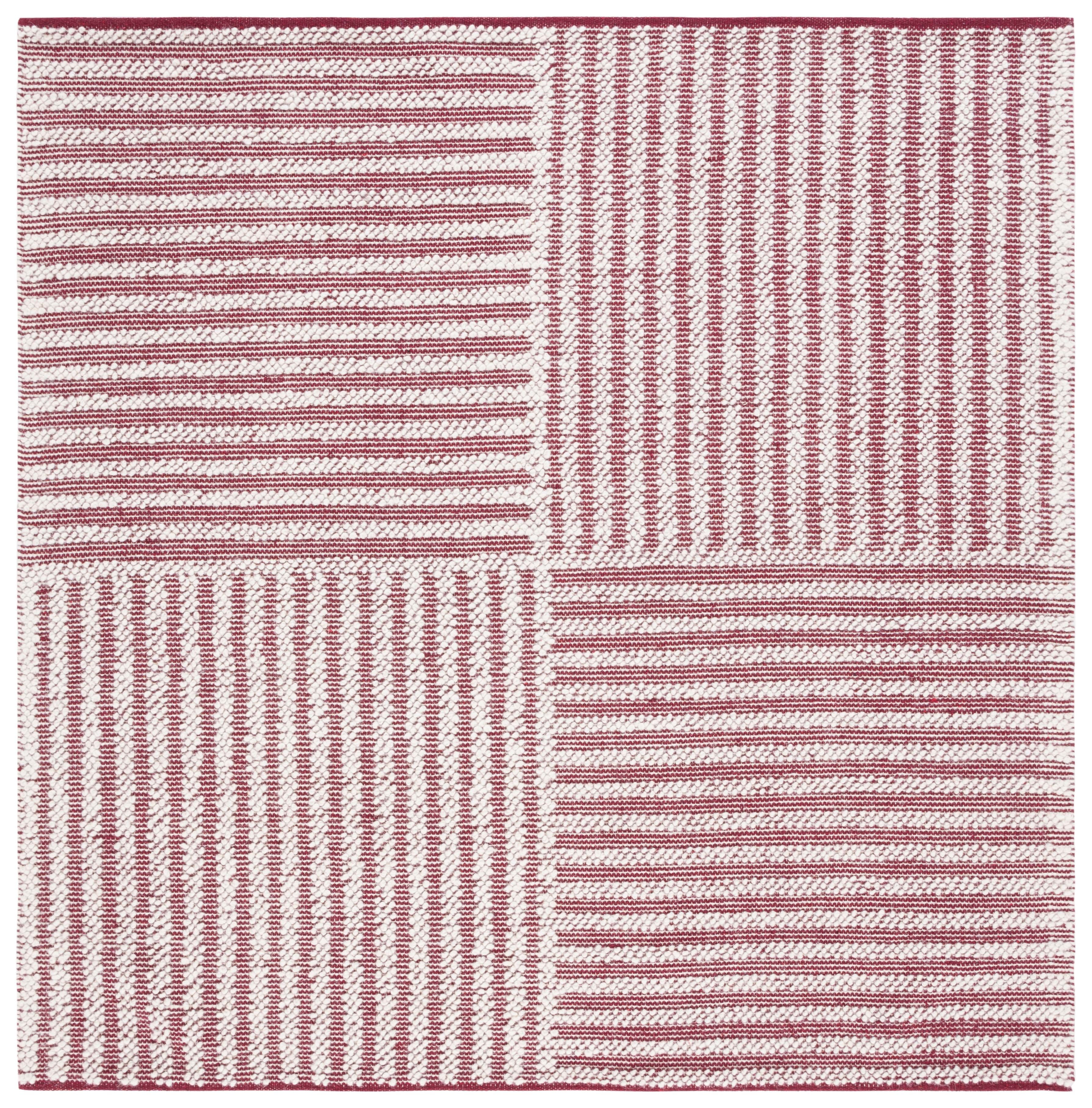 SAFAVIEH Natura Wayra Striped Area Rug, Ivory/Red, 6' x 6' Square