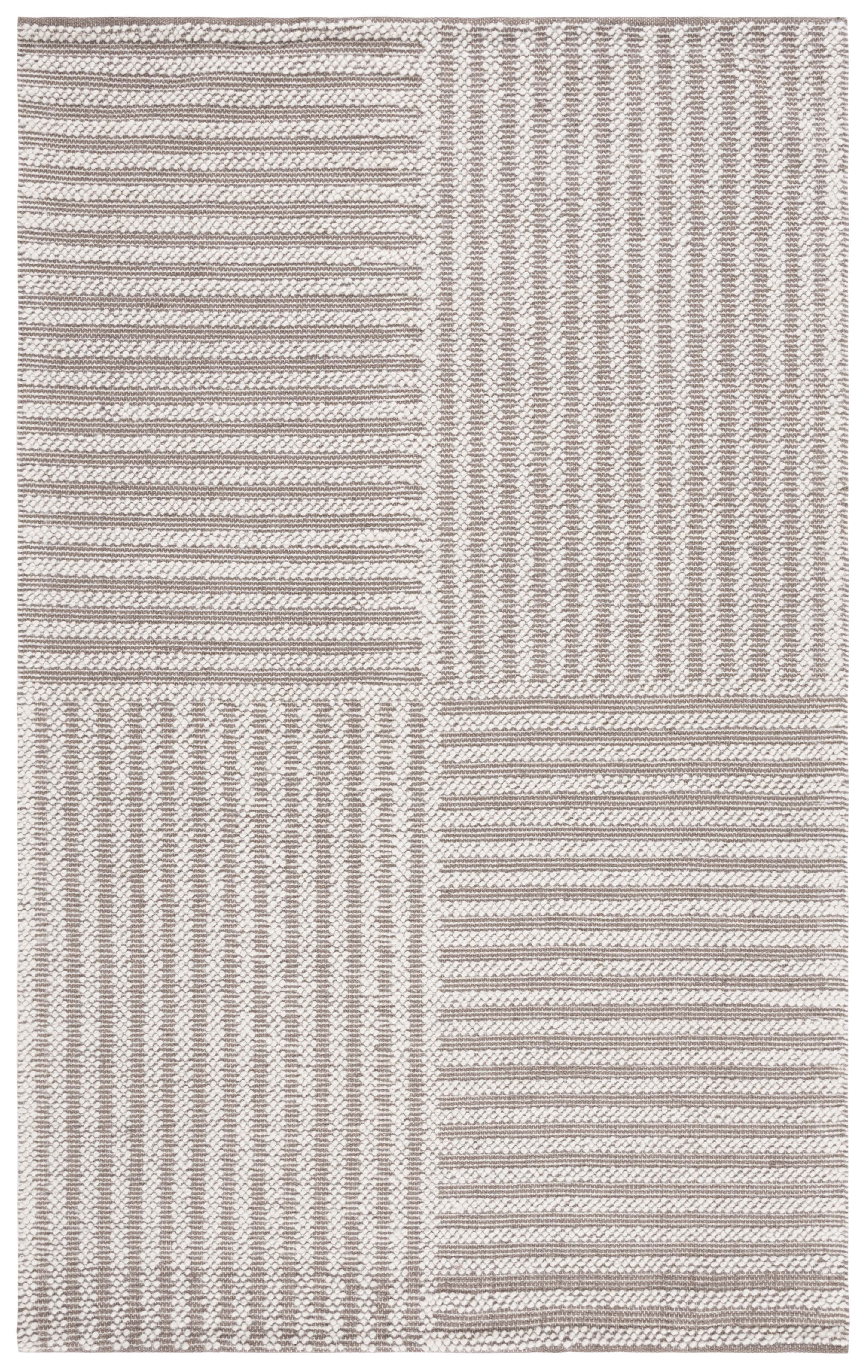 Handmade Ivory and Taupe Wool Flat Woven Area Rug, 3' x 5'