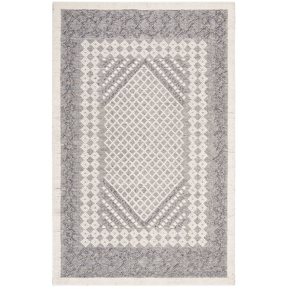 SAFAVIEH Natura Wesley Geometric Bordered Area Rug, Cream/Navy, 5' x 8'