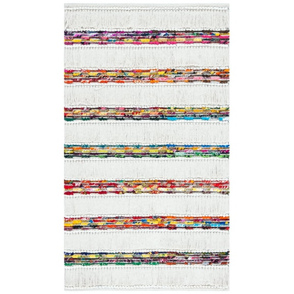 SAFAVIEH Natura Wilson Striped Area Rug, Ivory/Red, 3' x 5'