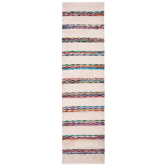 SAFAVIEH Natura Wilson Striped Runner Rug, Ivory/Red, 2'3" x 8'