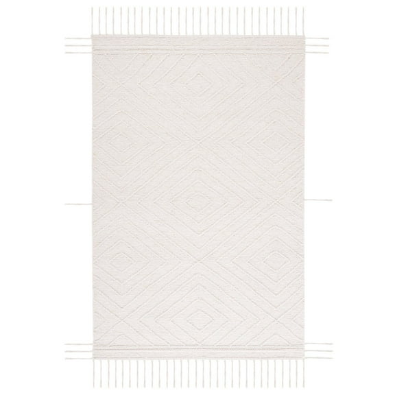 SAFAVIEH Natura Wilton Geometric Striped Area Rug, Ivory/Black, 4' x 6'