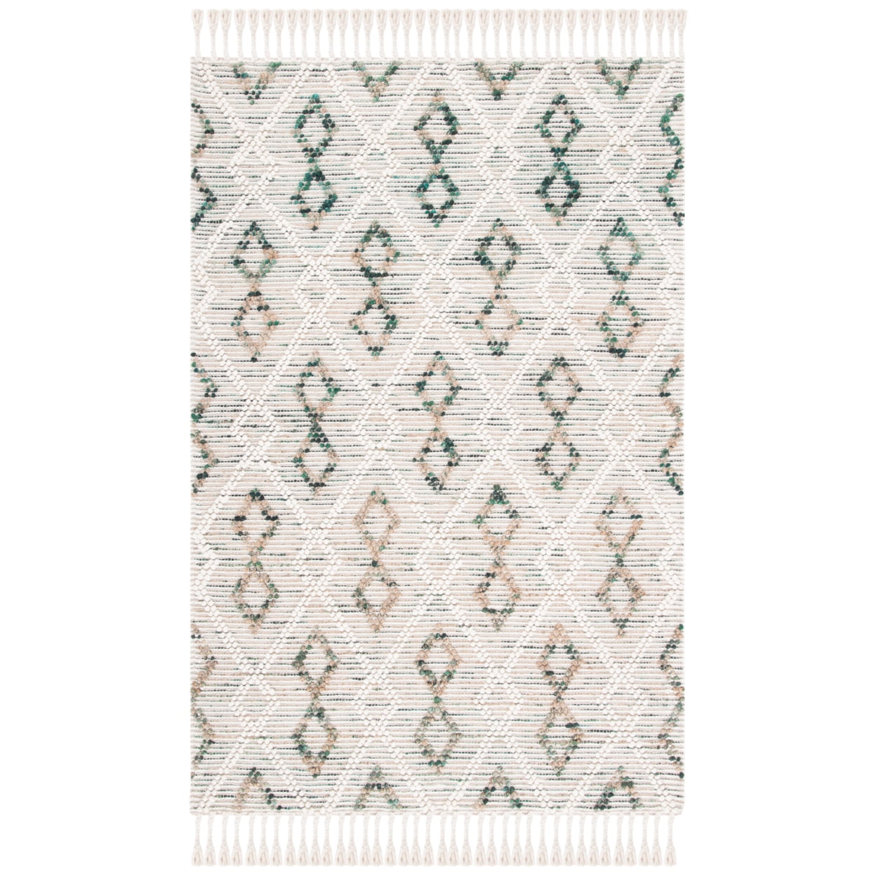 SAFAVIEH Natura Yamashita Geometric Area Rug, Ivory/Emerald, 5' x 8'