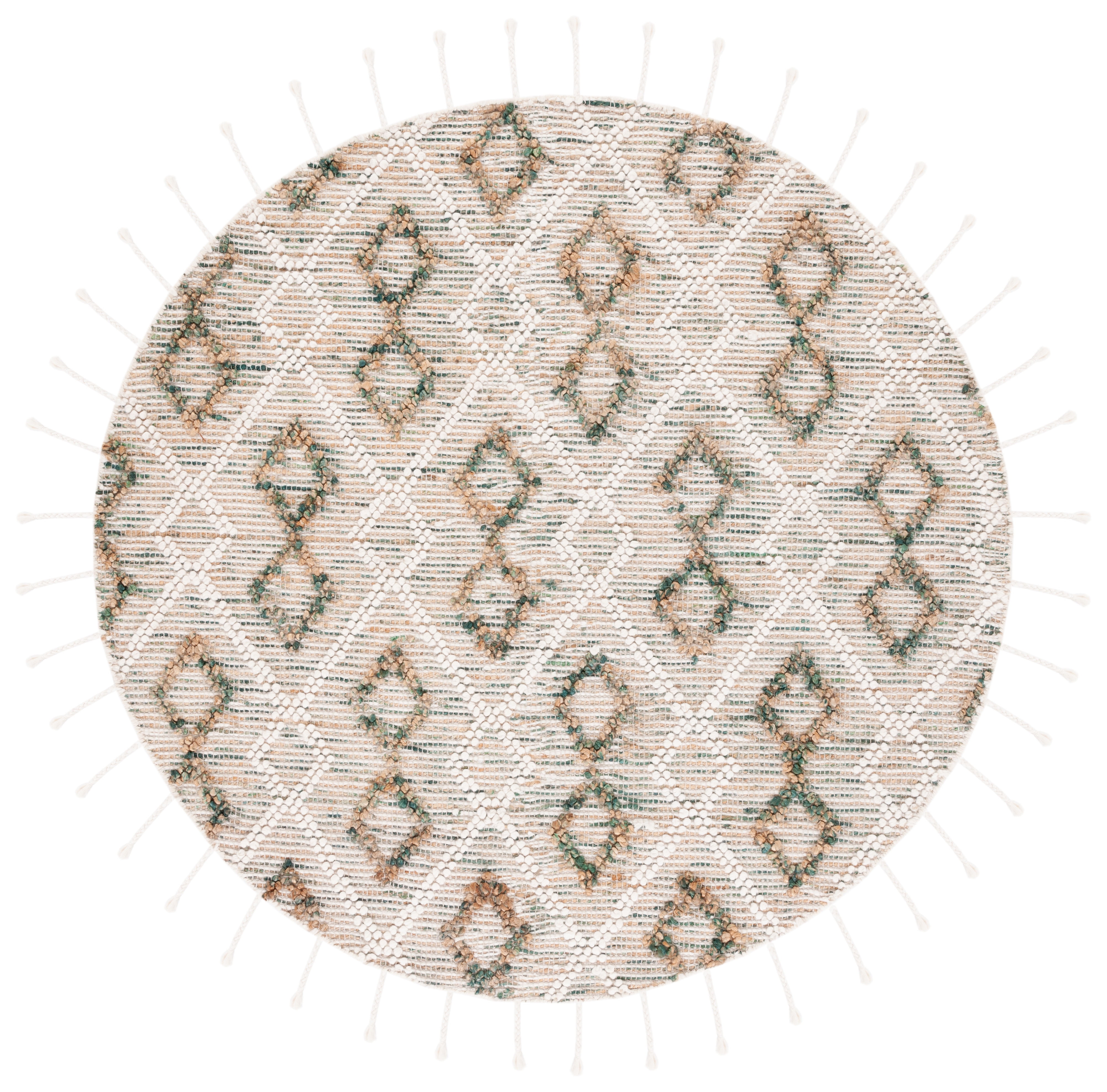 SAFAVIEH Natura Yamashita Geometric Area Rug, Ivory/Emerald, 6' x 6' Round