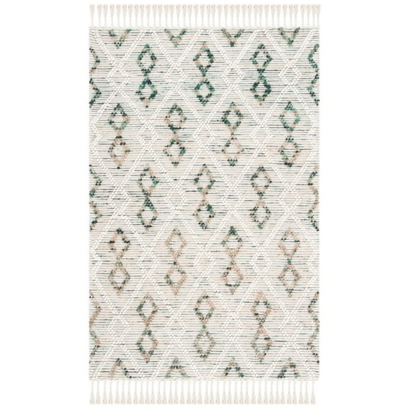 SAFAVIEH Natura Yamashita Geometric Area Rug, Ivory/Emerald, 8' x 10'