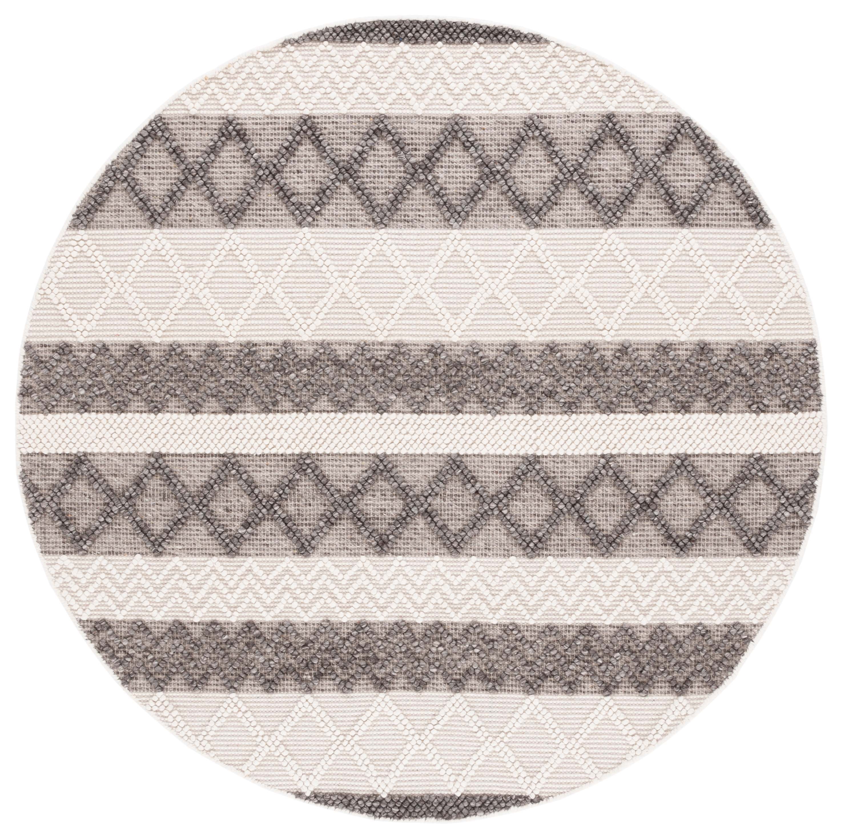 SAFAVIEH Natura Zola Southwestern Area Rug, Ivory/Grey, 6' x 6' Round