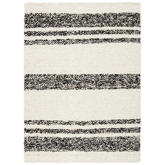 SAFAVIEH Natura Zyana Geometric Striped Area Rug, Black/Ivory, 4' x 6'