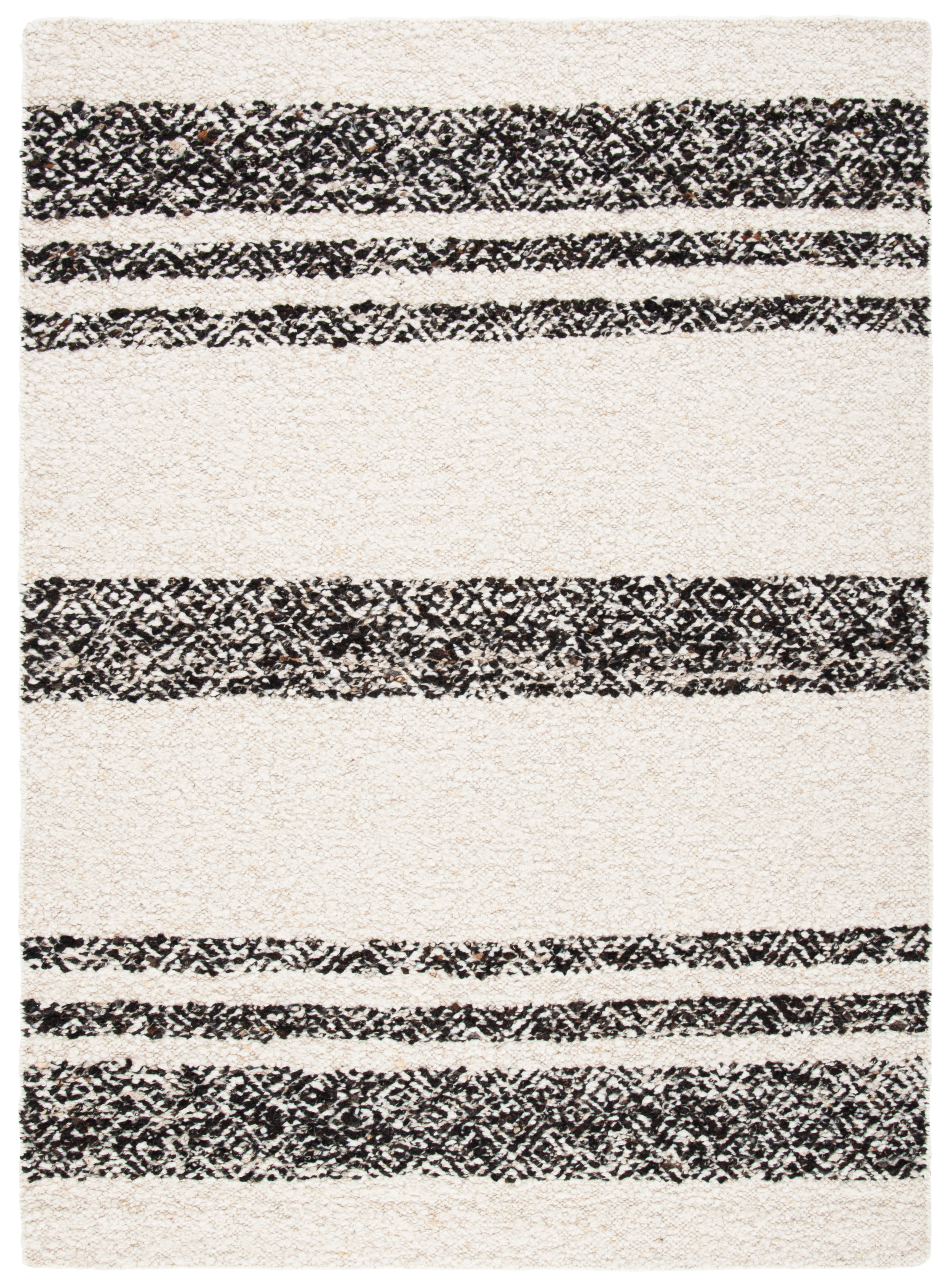 Natura Black and Ivory Handwoven Wool Cotton Area Rug