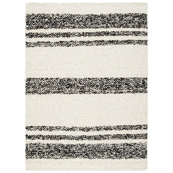 SAFAVIEH Natura Zyana Geometric Striped Area Rug, Black/Ivory, 5' x 8'