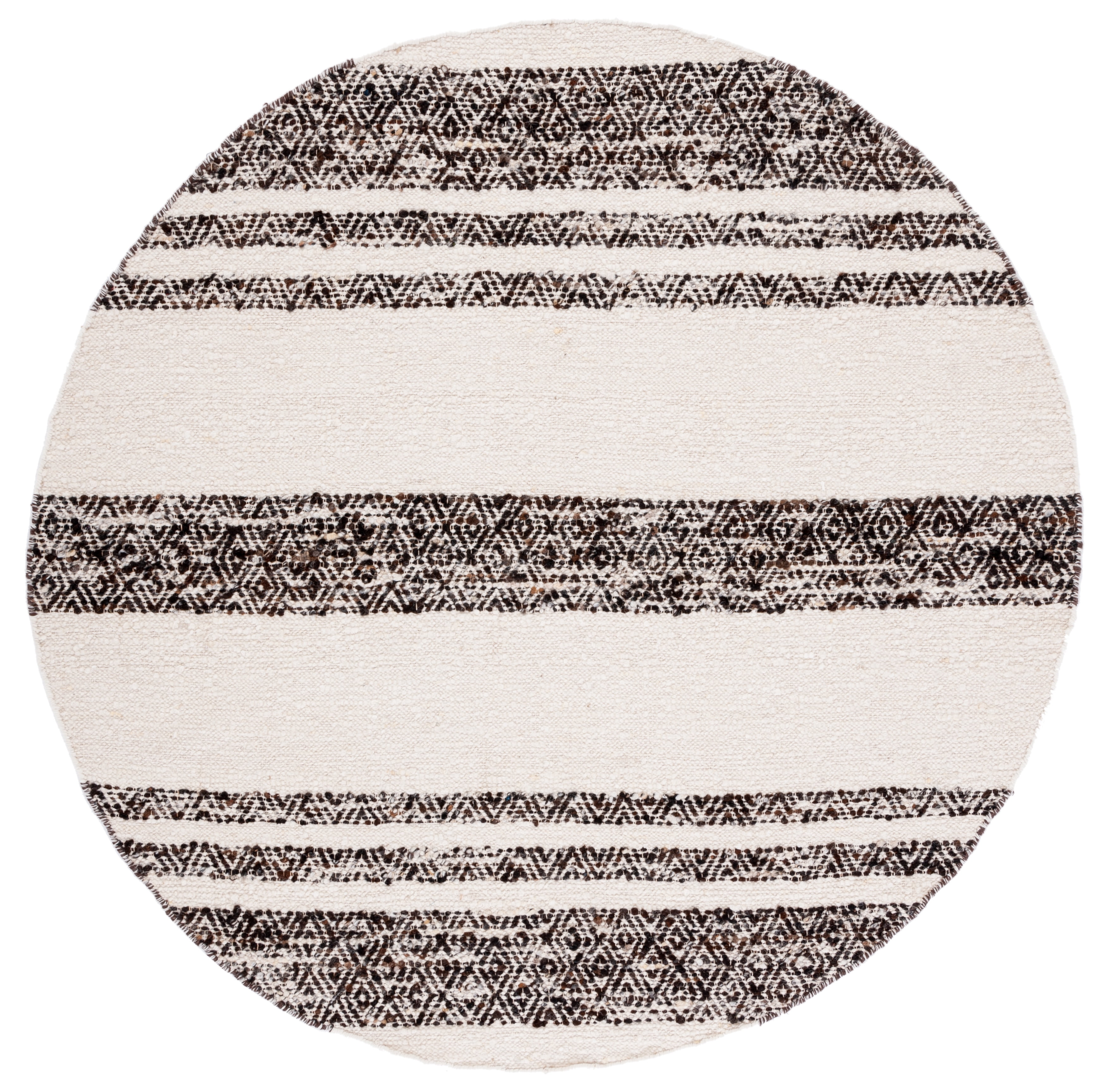 SAFAVIEH Natura Zyana Geometric Striped Area Rug, Black/Ivory, 6' x 6' Round