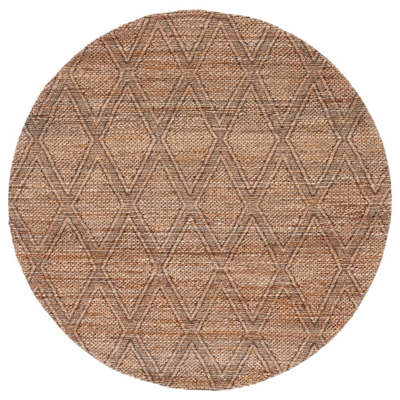 SAFAVIEH Natural Fiber Adams Geometric Area Rug, Natural/Black, 6' x 6' Round