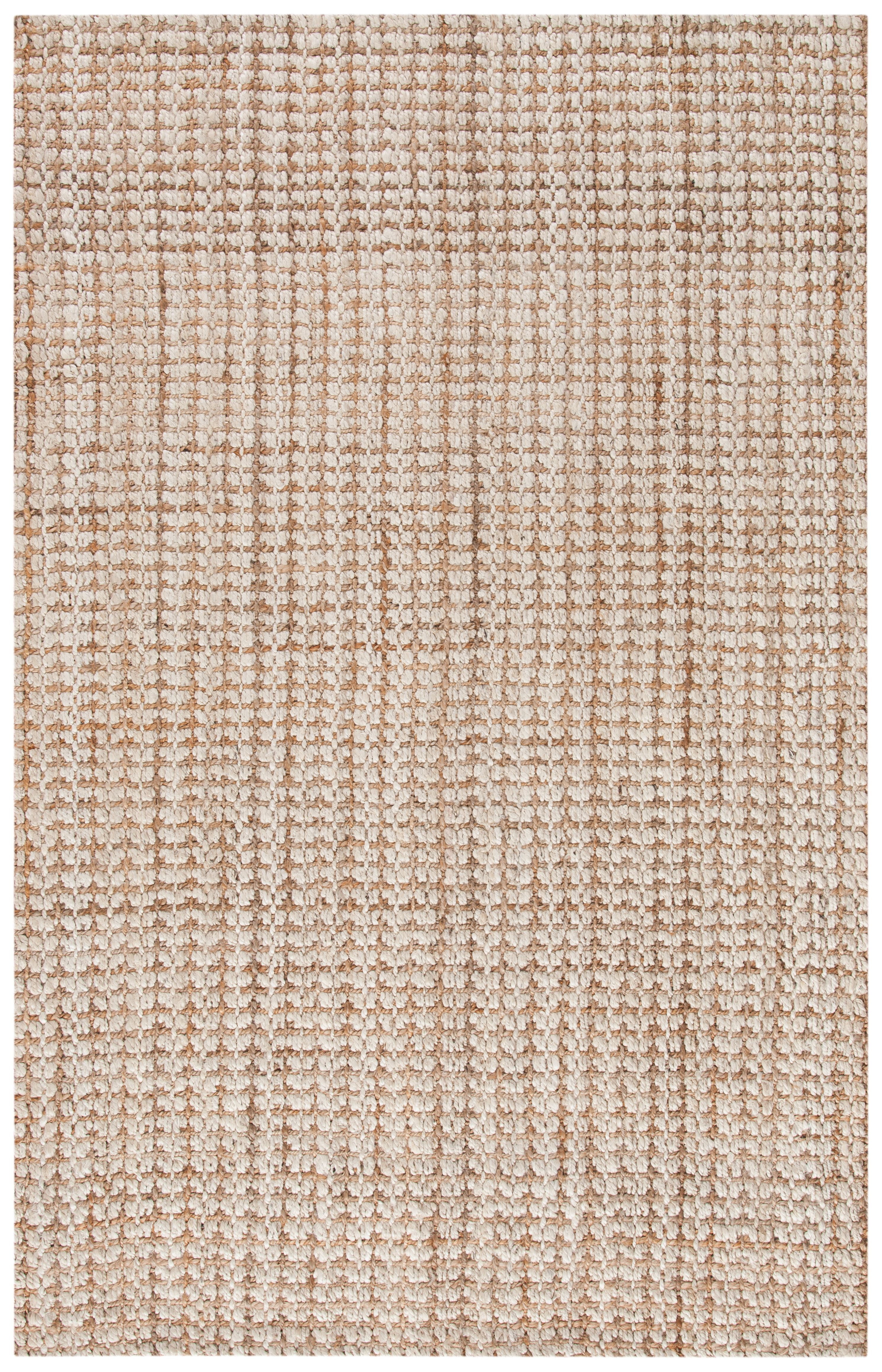 Hand-Knotted Ivory and Light Brown Jute Area Rug, 4' x 6'
