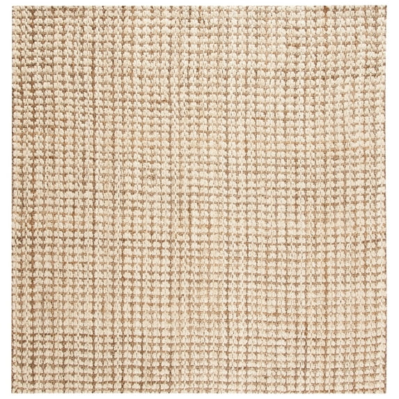 SAFAVIEH Natural Fiber Aletha Solid Jute Area Rug, Ivory/Natural, 7' x 7' Square
