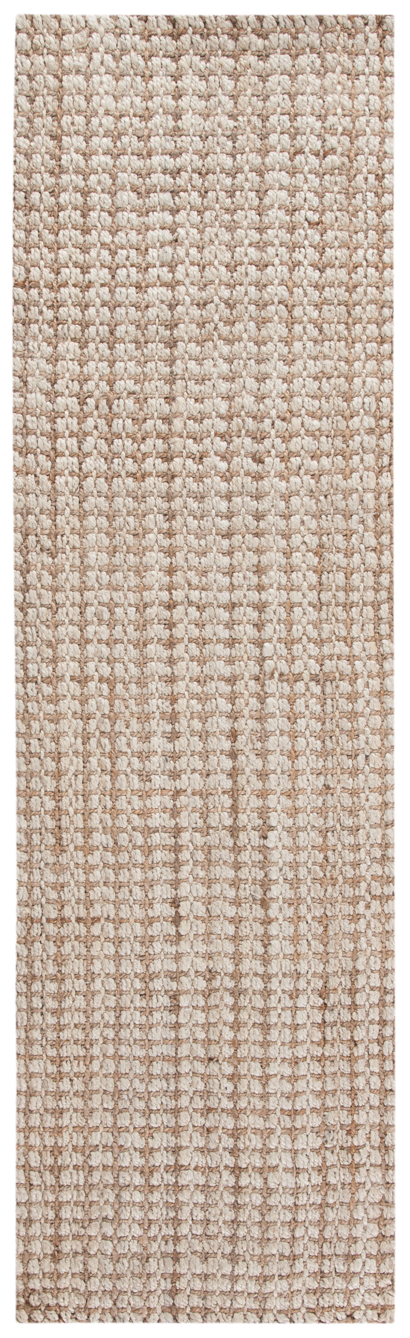 Ivory Basket Weave Hand-Knotted Area Rug - 27" x 8"