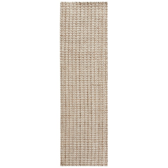 SAFAVIEH Natural Fiber Aletha Solid Runner Rug, Ivory/Light Brown, 2'3" x 12'