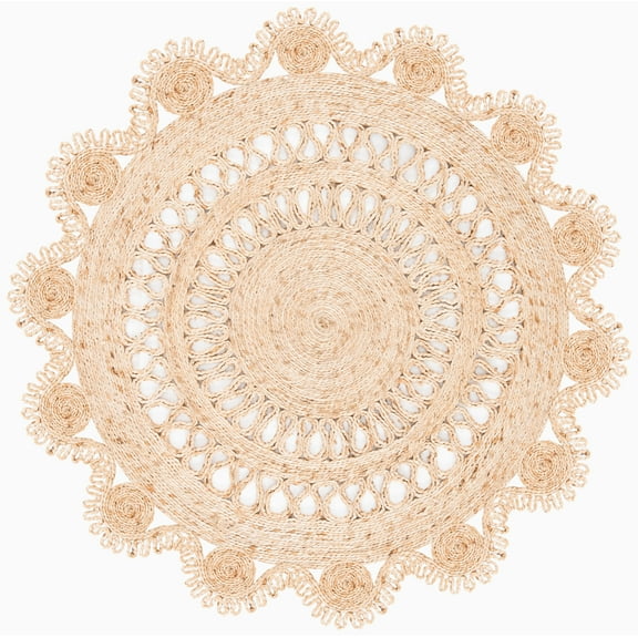 SAFAVIEH Natural Fiber Amyas Geometric Area Rug, Natural, 5' x 5' Round