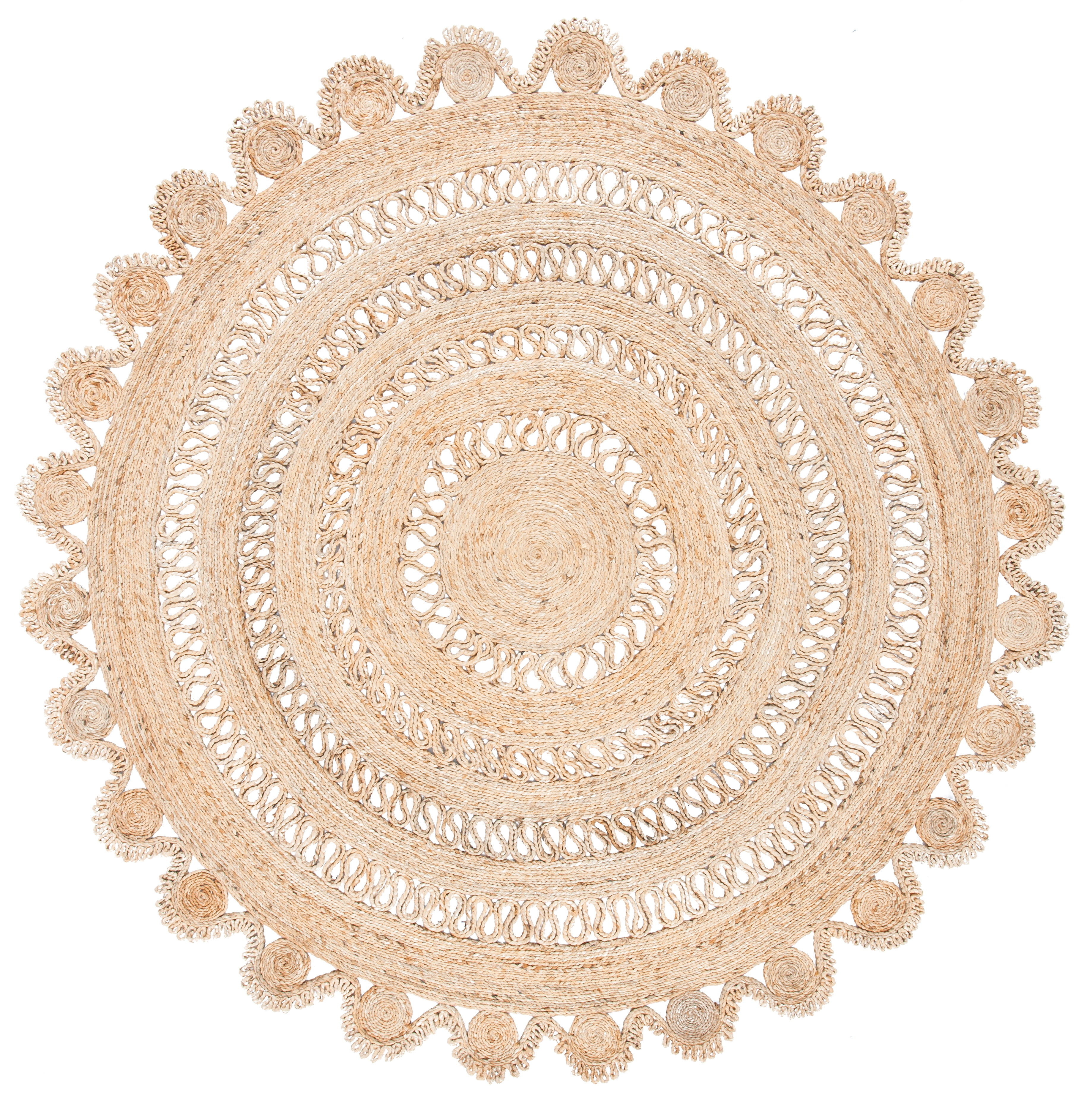 SAFAVIEH Natural Fiber Amyas Geometric Area Rug, Natural, 6' x 6' Round ...
