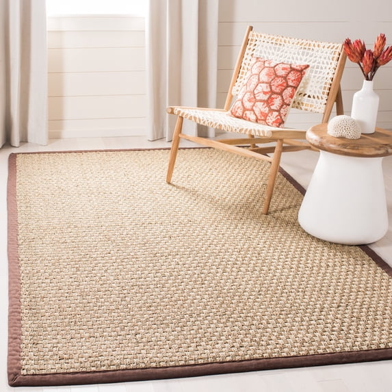 Safavieh Natural Fiber Rug Collection Solid Power Loomed Brown Bordered Area Rugs, 2' x 3', Stain Resistant