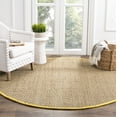 thumbnail image 1 of SAFAVIEH Natural Fiber Arbor Bordered Area Rug, Natural/Gold, 6' x 6' Round - Coastal Design, Natural & Gold, Seagrass, Ideal for Entryway, Kitchen, Living Room, Office, 1 of 11