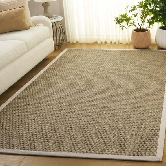 SAFAVIEH Natural Fiber Arbor Bordered Area Rug, Natural/Ivory, 5' x 5' Square