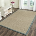 thumbnail image 1 of SAFAVIEH Natural Fiber Arbor Bordered Area Rug, Natural/Dusty Teal Blue, 5' x 8', 1 of 12