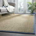 thumbnail image 1 of SAFAVIEH Natural Fiber Arbor Bordered Area Rug, Natural/Light Navy, 6' x 6' Square, 1 of 10