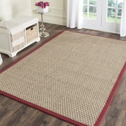 SAFAVIEH Natural Fiber Arbor Bordered Area Rug, Natural/Burgundy Red, 2' x 3' - Coastal Design, Natural & Burgundy Red, Seagrass, Ideal for Entryway, Kitchen, Living Room, Office, Bathroom, Bedside