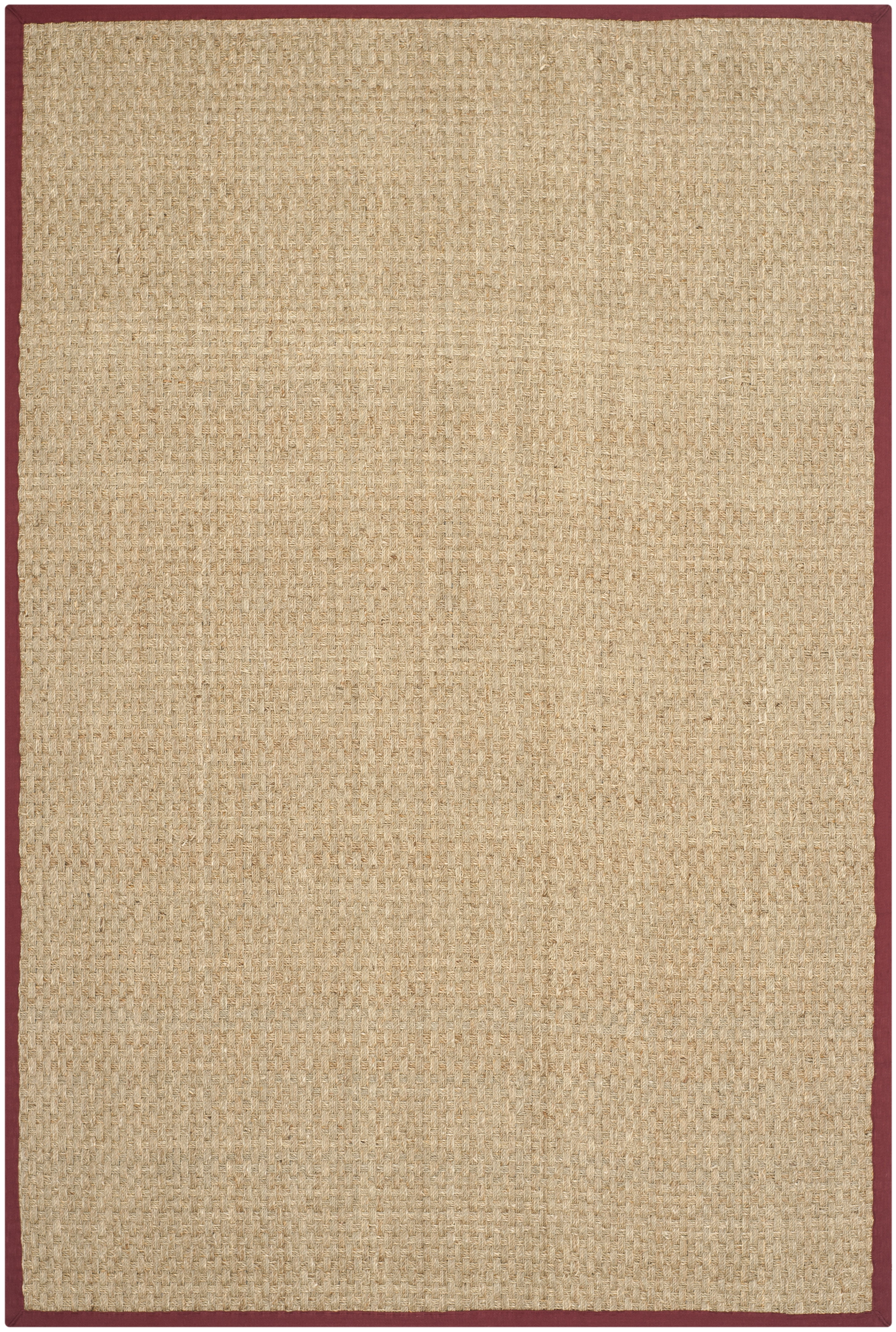 Natural Fiber Rectangular Rug with Red Border, 3' x 5'