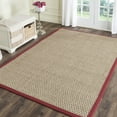 thumbnail image 1 of SAFAVIEH Natural Fiber Arbor Bordered Area Rug, Natural/Burgundy Red, 6' x 6' Square - Coastal Design, Natural & Burgundy Red, Seagrass, Ideal for Entryway, Kitchen, Living Room, Office, 1 of 12