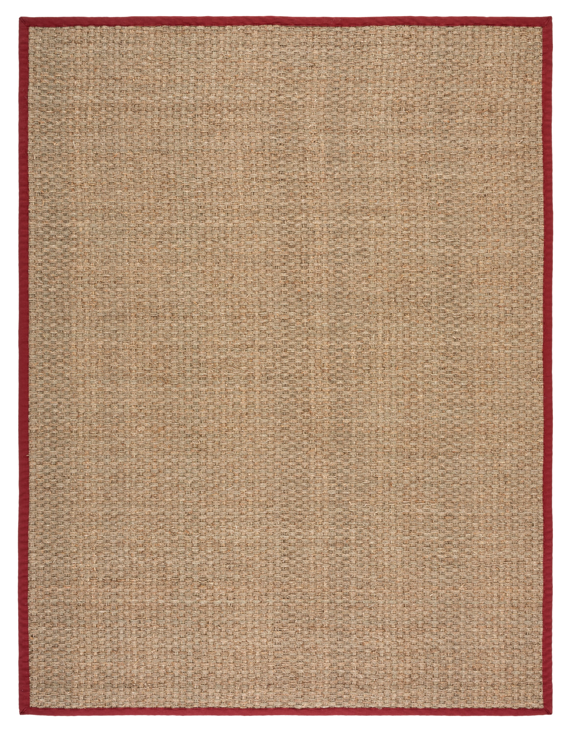 Natural and Red Flat Woven Wool Cotton Area Rug