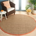 thumbnail image 1 of SAFAVIEH Natural Fiber Arbor Bordered Area Rug, Natural/Rust, 6' x 6' Round - Coastal Design, Natural & Rust, Seagrass, Ideal for Entryway, Kitchen, Living Room, Office, 1 of 12