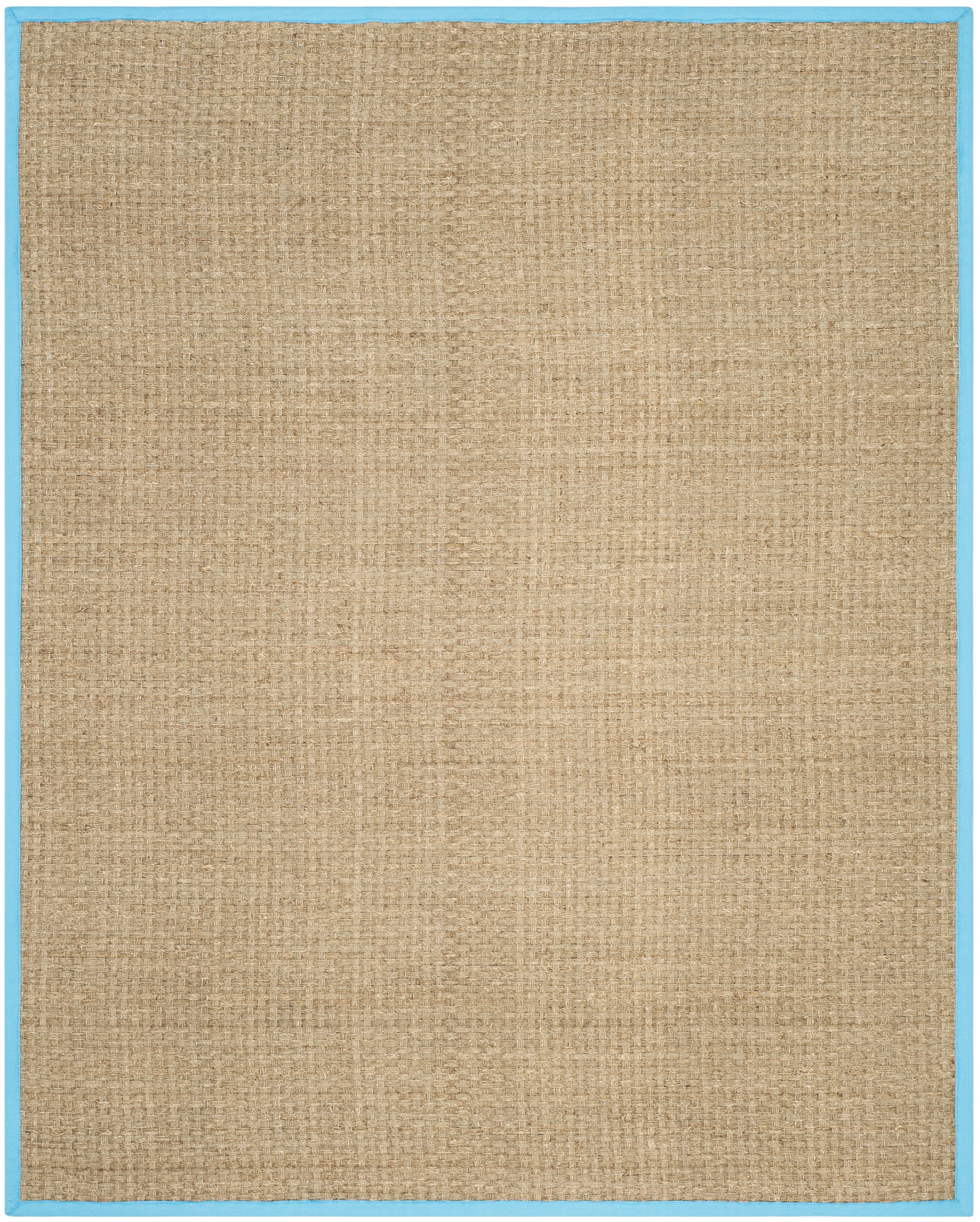 Natural and Turquoise Hand-Knotted Cotton Area Rug