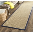thumbnail image 1 of SAFAVIEH Natural Fiber Arbor Bordered Runner Rug, Natural/Navy Blue, 2'6" x 12' - Coastal Design, Natural & Navy Blue, Seagrass, Ideal for Entryway, Kitchen, Living Room, Office, Hallway, 1 of 11