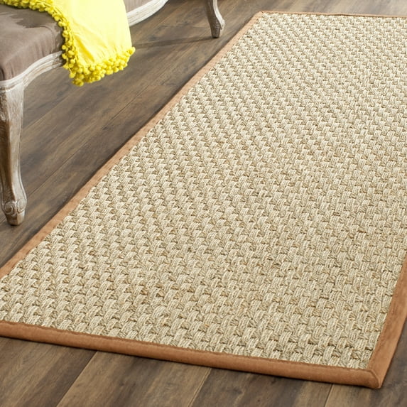 SAFAVIEH Natural Fiber Arbor Bordered Runner Rug, Natural/Brown, 2'6" x 6' - Coastal Design, Natural & Brown, Seagrass, Ideal for Entryway, Kitchen, Living Room, Office, Hallway