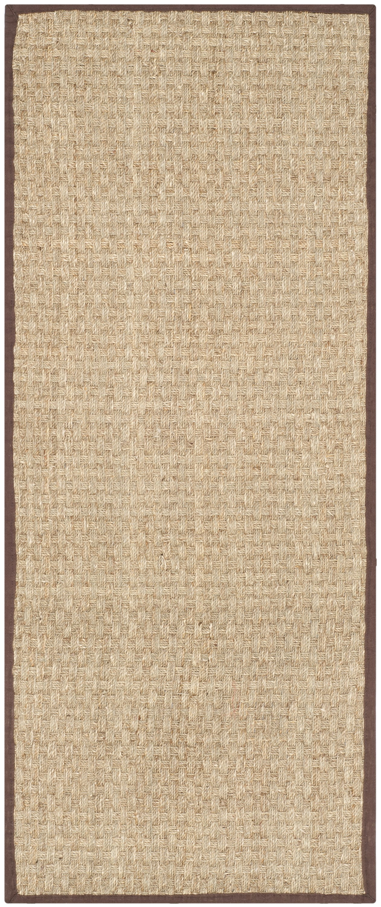SAFAVIEH Natural Fiber Arbor Border Runner Rug, Natural/Dark Brown, 2'6