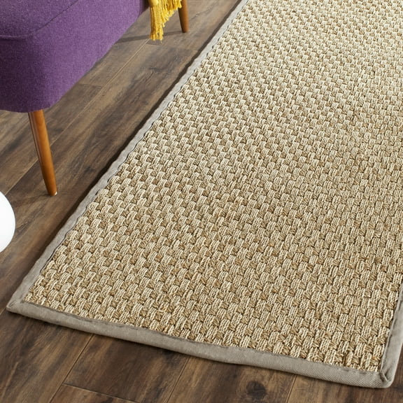SAFAVIEH Natural Fiber Arbor Bordered Runner Rug, Natural/Gray, 2'6" x 6' - Coastal Design, Natural & Grey, Seagrass, Ideal for Entryway, Kitchen, Living Room, Office, Hallway
