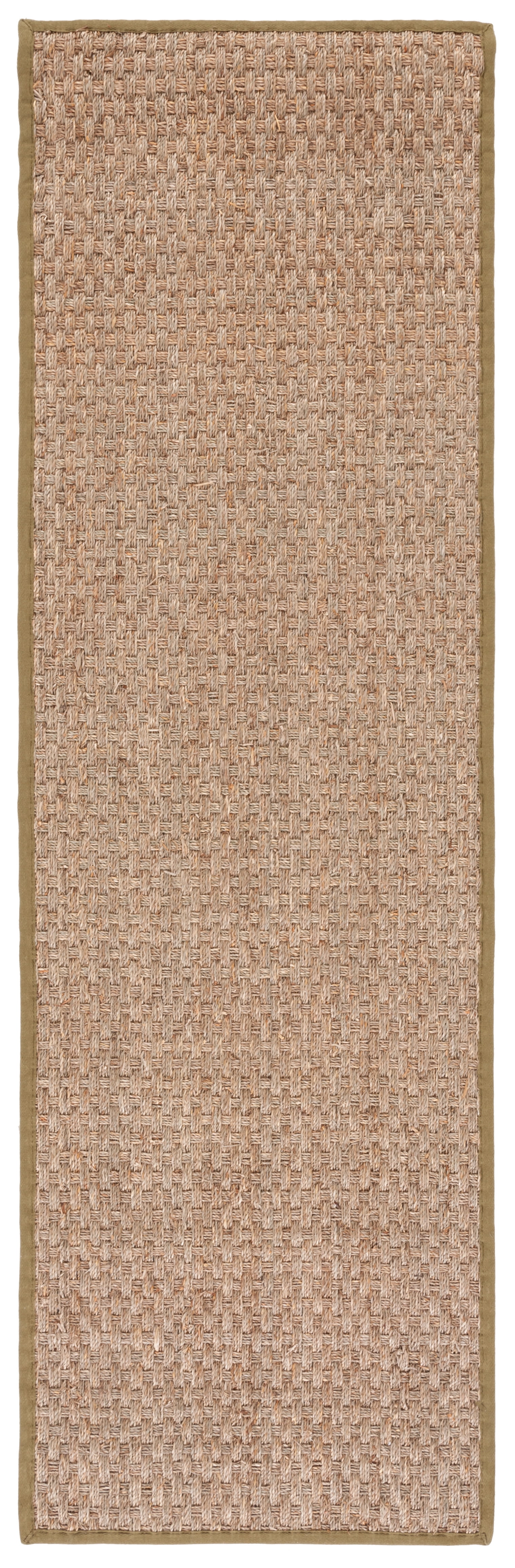 SAFAVIEH Natural Fiber Arbor Border Runner Rug, Natural/Olive, 2'6" x