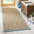 thumbnail image 1 of SAFAVIEH Natural Fiber Arbor Bordered Runner Rug, Natural/Turquoise, 2'6" x 8' - Coastal Design, Natural & Turquoise, Seagrass, Ideal for Entryway, Kitchen, Living Room, Office, Hallway, 1 of 13