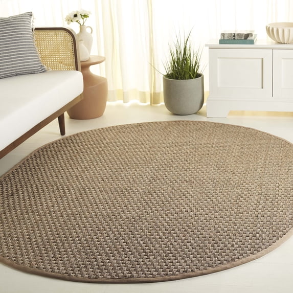 SAFAVIEH Natural Fiber Arbor Bordered Area Rug, Natural/Beige, 6' x 8' Oval - Coastal Design, Natural & Beige, Seagrass, Ideal for Entryway, Kitchen, Living Room, Office