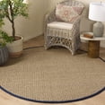 thumbnail image 1 of SAFAVIEH Natural Fiber Arbor Bordered Area Rug, Natural/Navy Blue, 8' x 8' Round - Coastal Design, Natural & Navy Blue, Seagrass, Ideal for Entryway, Kitchen, Living Room, Office, 1 of 10