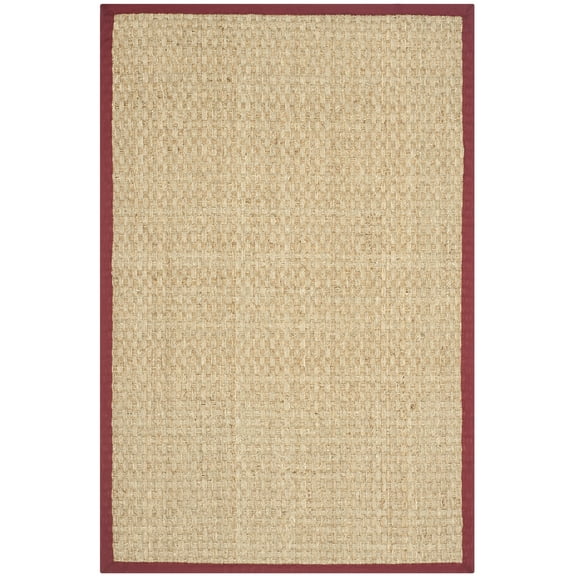 SAFAVIEH Natural Fiber Arbor Bordered Area Rug, Natural/Burgundy Red, 2' x 3'